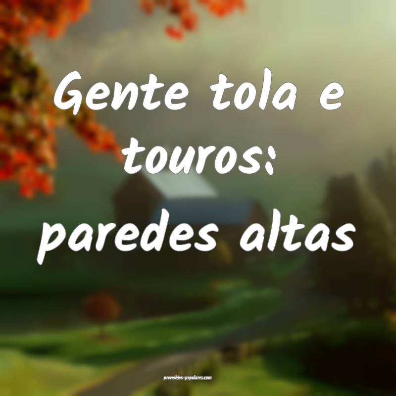 Gente tola e touros: paredes altas 
...