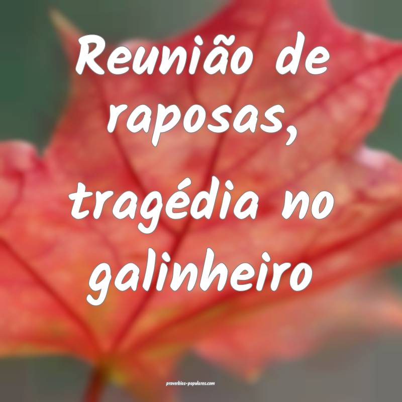 Reunião de raposas, tragédia no galinheiro...