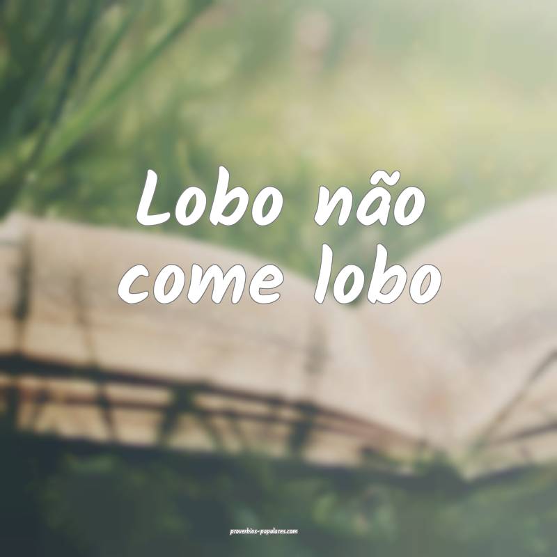 Lobo não come lobo 
...