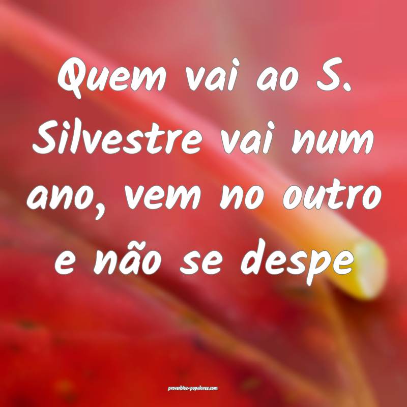Quem vai ao S. Silvestre vai num ano, vem no outro ...