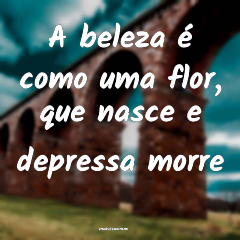 A beleza é como uma flor, que nasce e depressa morre...