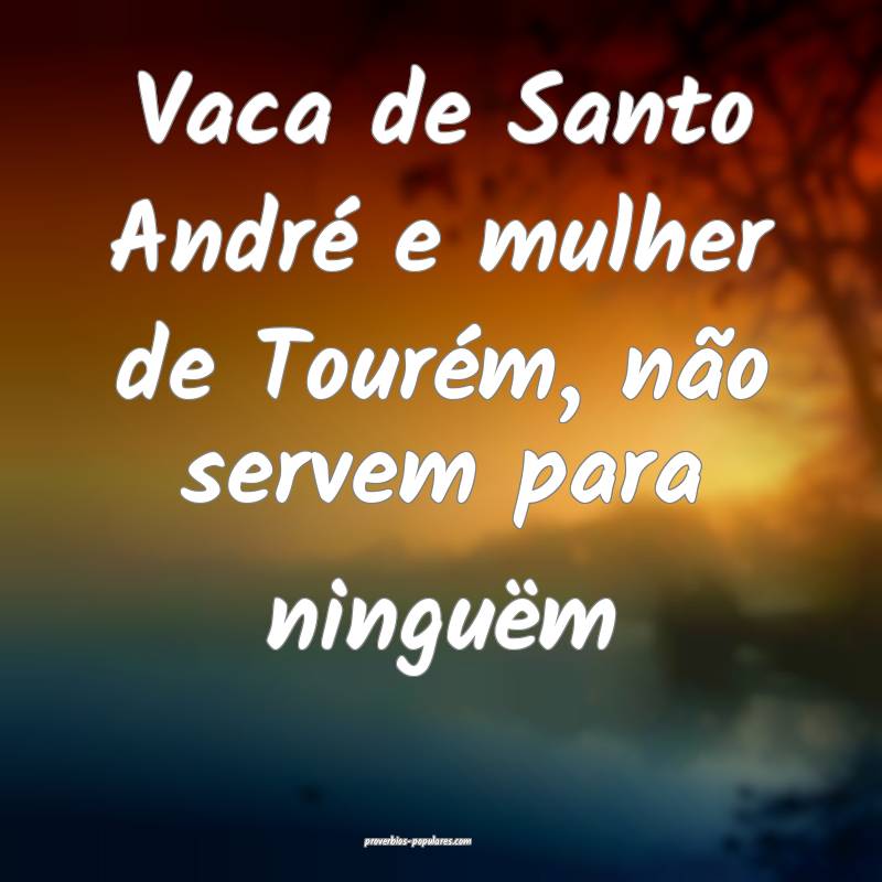 Vaca de Santo André e mulher de Tourém, não servem para ninguëm...