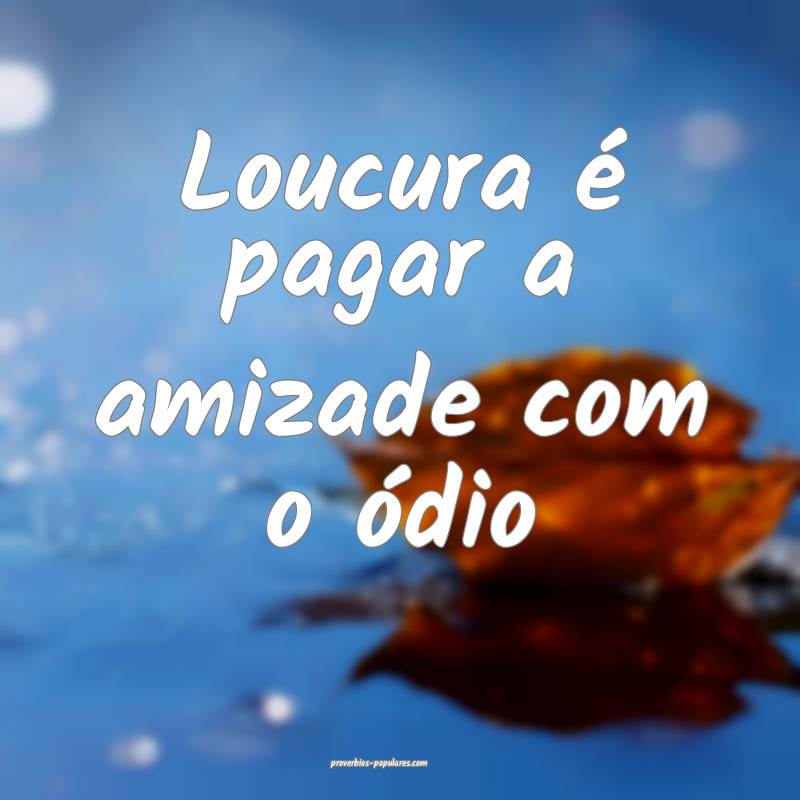 Loucura é pagar a amizade com o ódio ...