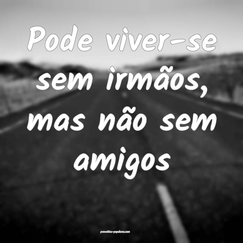 Pode viver-se sem irmãos, mas não sem amigos...