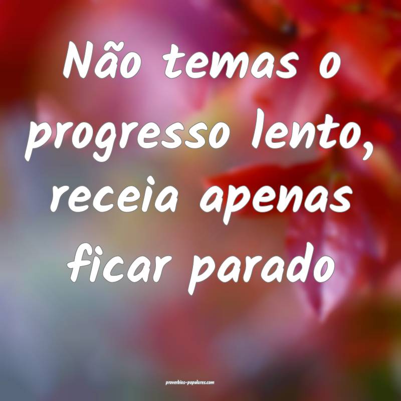 Não temas o progresso lento, receia apenas ficar parado...