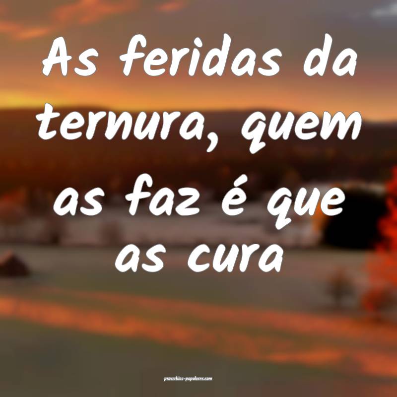 As feridas da ternura, quem as faz é que as cura...