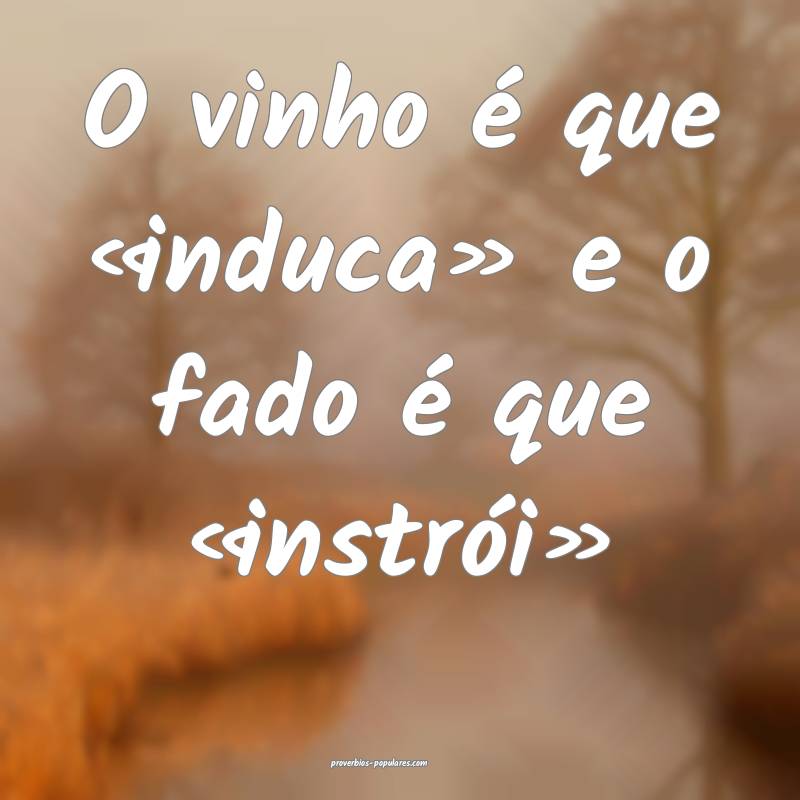O vinho é que «induca» e o fado é que «instrói»...
