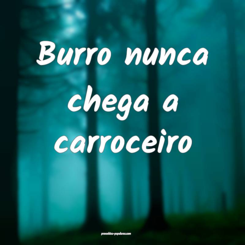 Burro nunca chega a carroceiro...