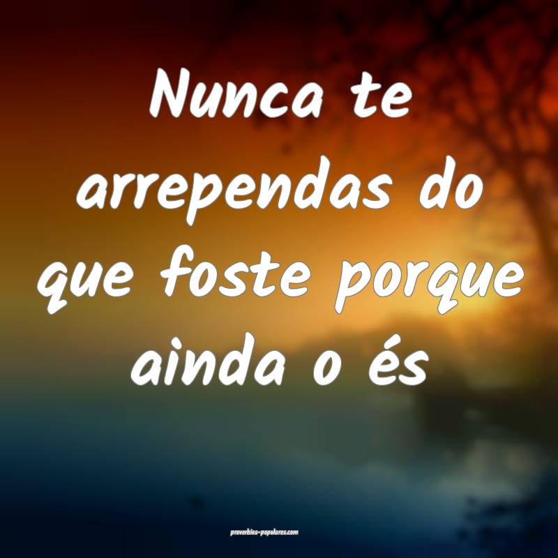 Nunca te arrependas do que foste porque ainda o és...