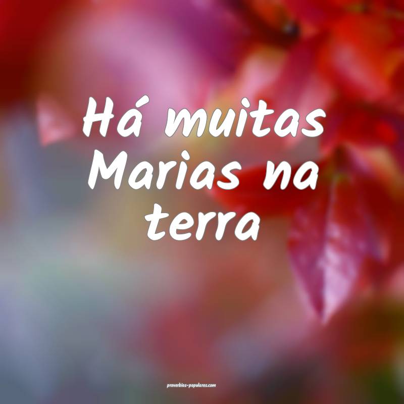 Há muitas Marias na terra ...