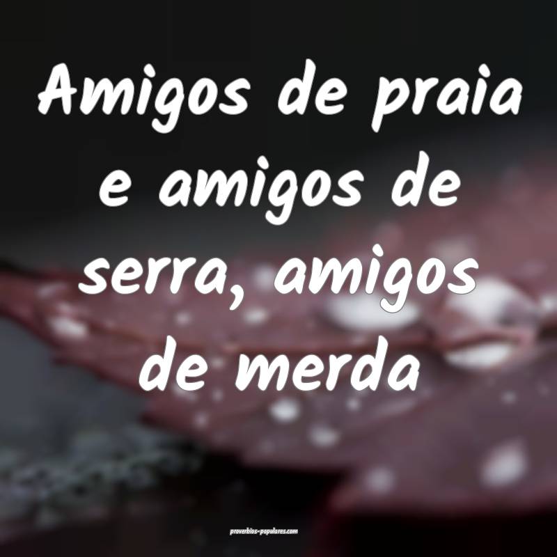 Amigos de praia e amigos de serra, amigos de merda...