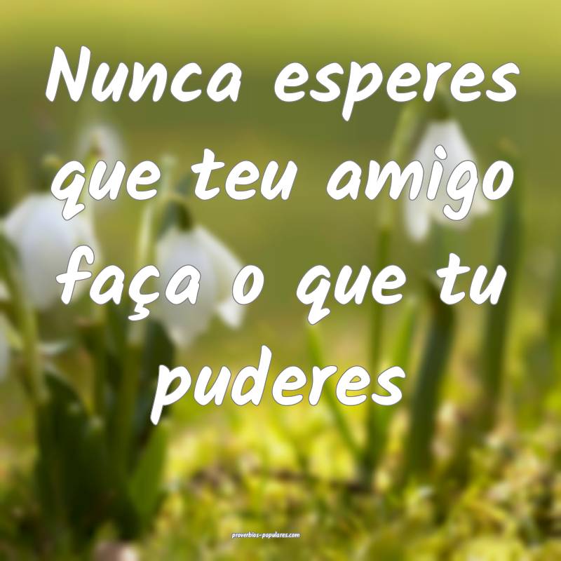 Nunca esperes que teu amigo faça o que tu puderes...