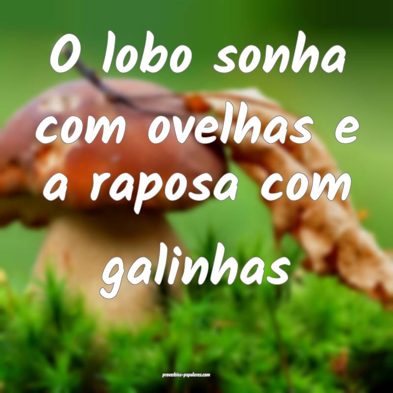 O lobo sonha com ovelhas e a raposa com galinhas...