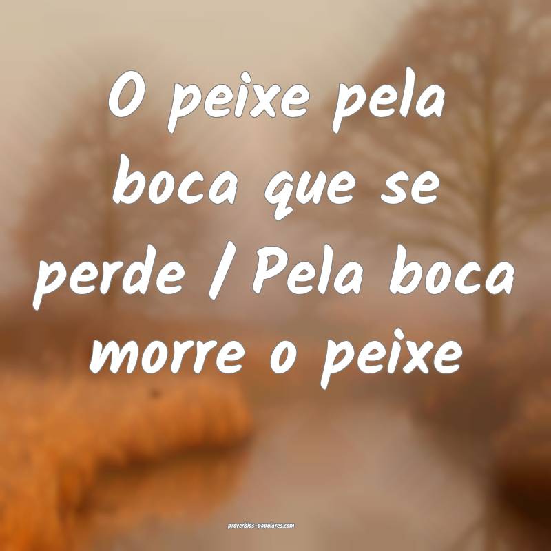 O peixe pela boca que se perde / Pela boca morre o peixe 
...