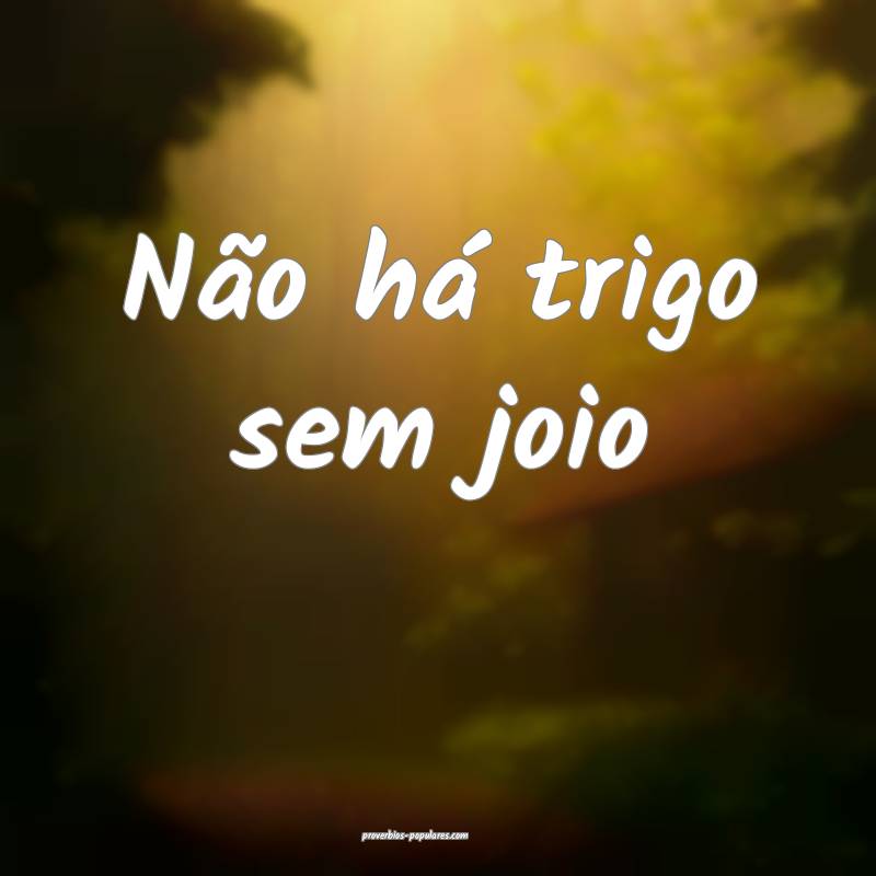 Não há trigo sem joio...