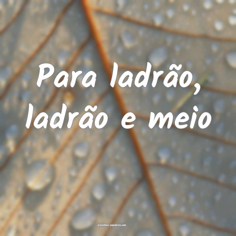 Para ladrão, ladrão e meio 
 ...