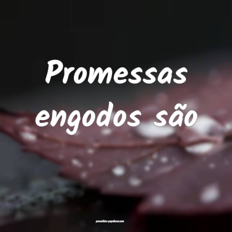 Promessas engodos são...
