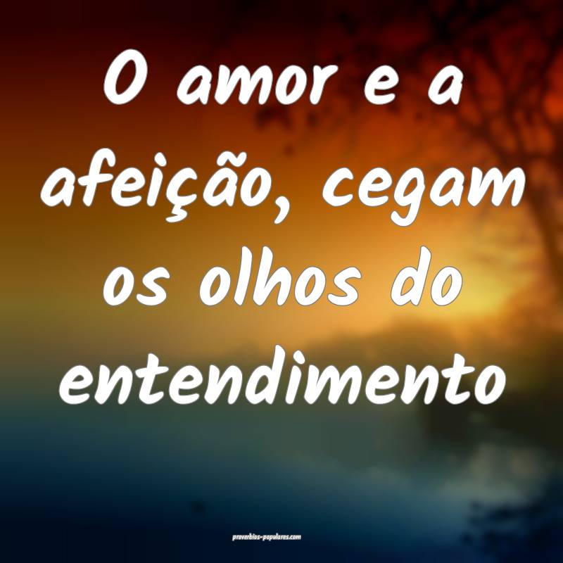 O amor e a afeição, cegam os olhos do entendimento...