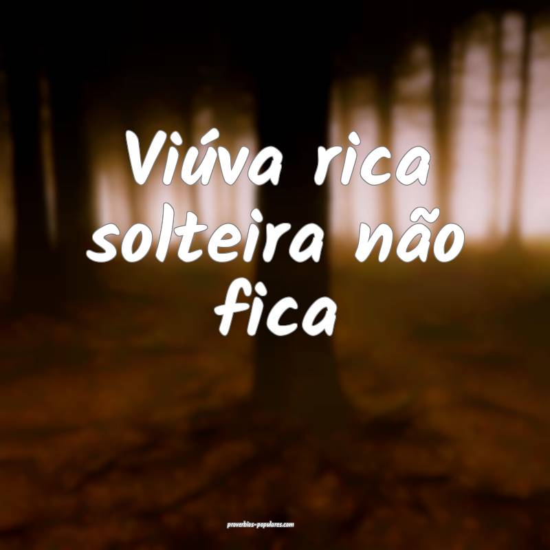 Viúva rica solteira não fica...
