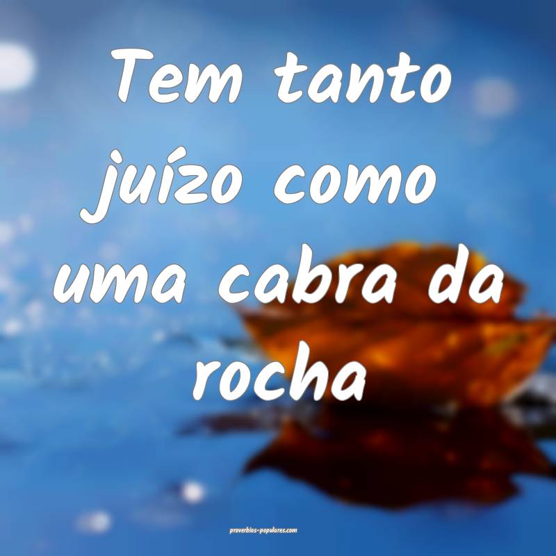 Tem tanto juízo como uma cabra da rocha...