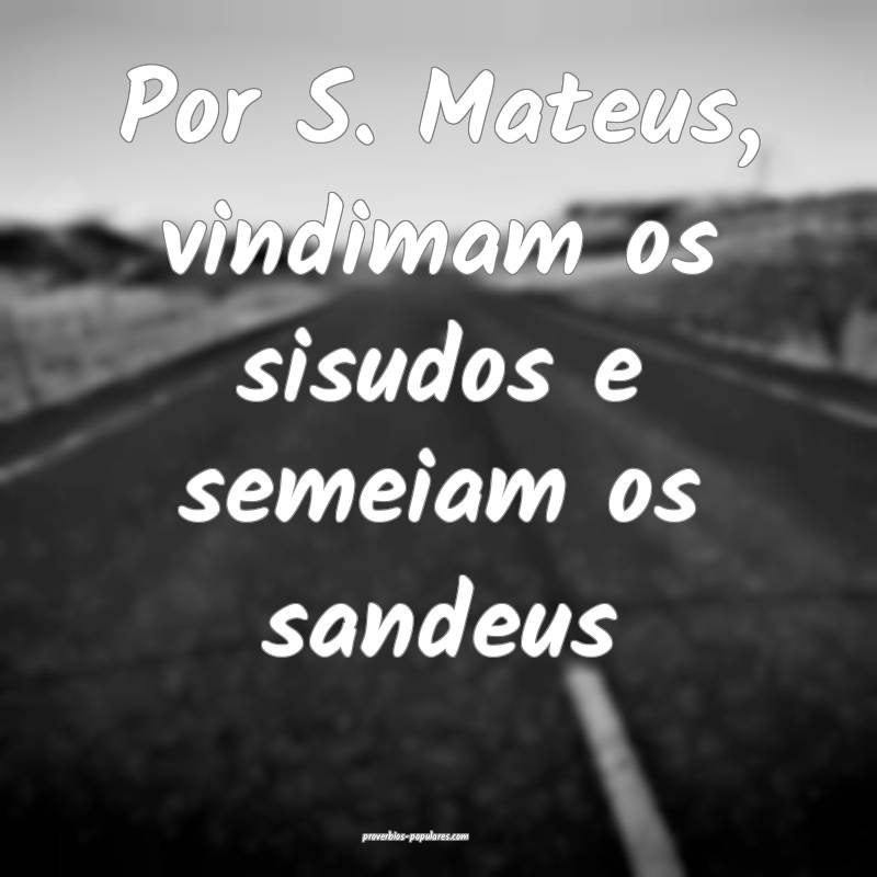 Por S. Mateus, vindimam os sisudos e semeiam os sandeus...