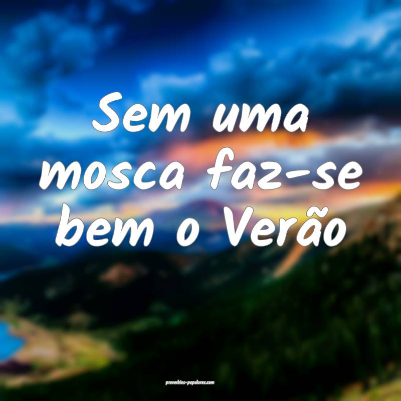 Sem uma mosca faz-se bem o Verão...