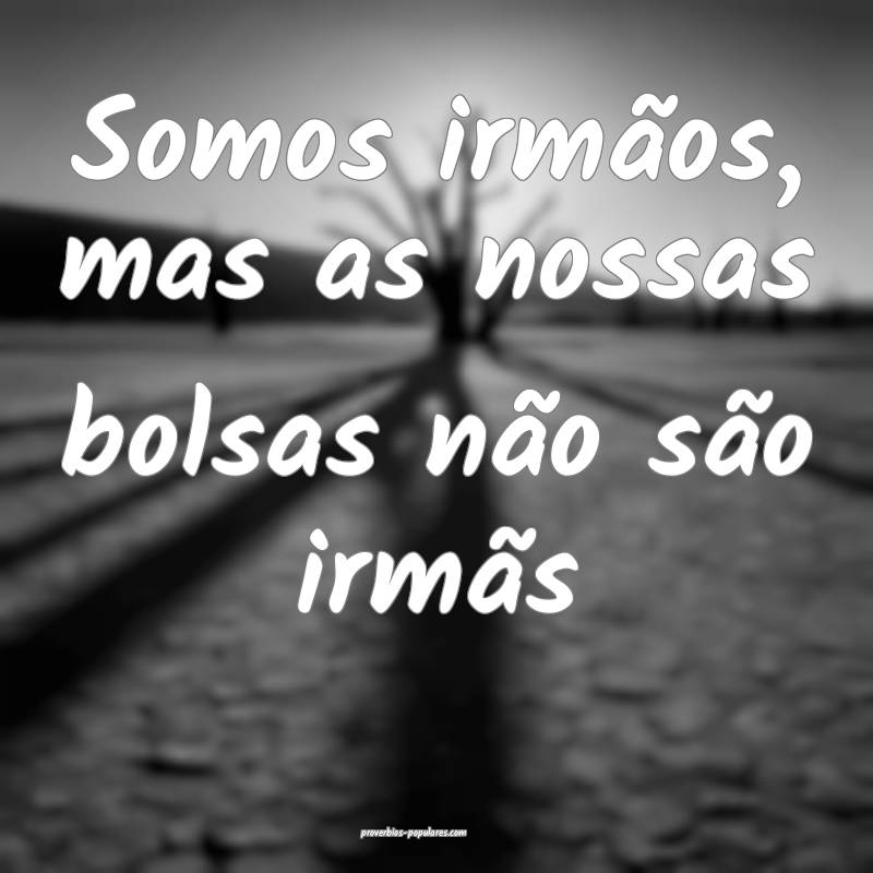 Somos irmãos, mas as nossas bolsas não são irmãs...