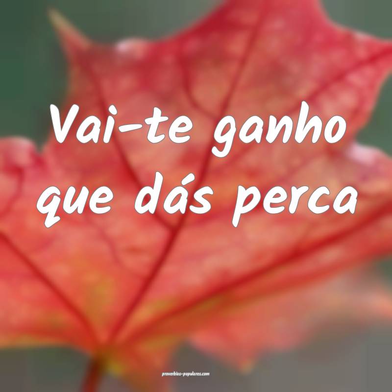 Vai-te ganho que dás perca...