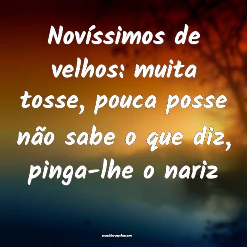 Novíssimos de velhos: muita tosse, pouca posse não sabe o que diz, p...
