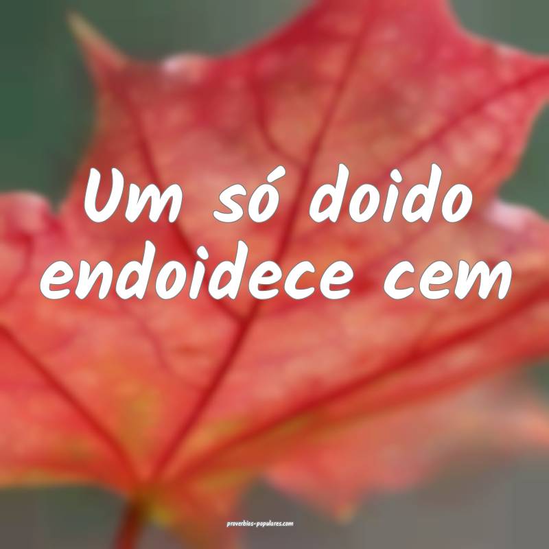 Um só doido endoidece cem ...