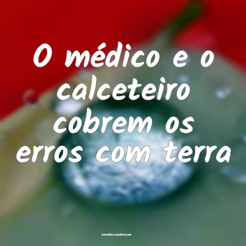 O médico e o calceteiro cobrem os erros com terra...