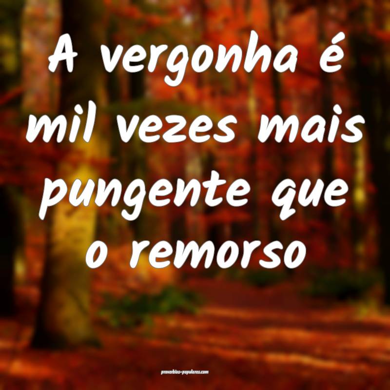 A vergonha é mil vezes mais pungente que o remorso...