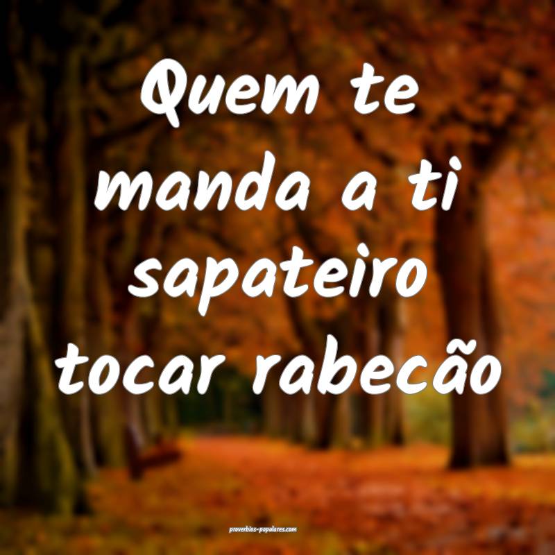 Quem te manda a ti sapateiro tocar rabecão 
...