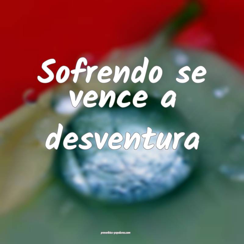 Sofrendo se vence a desventura...
