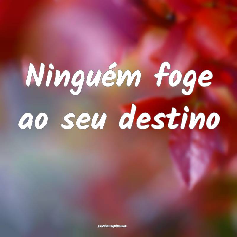 Ninguém foge ao seu destino...