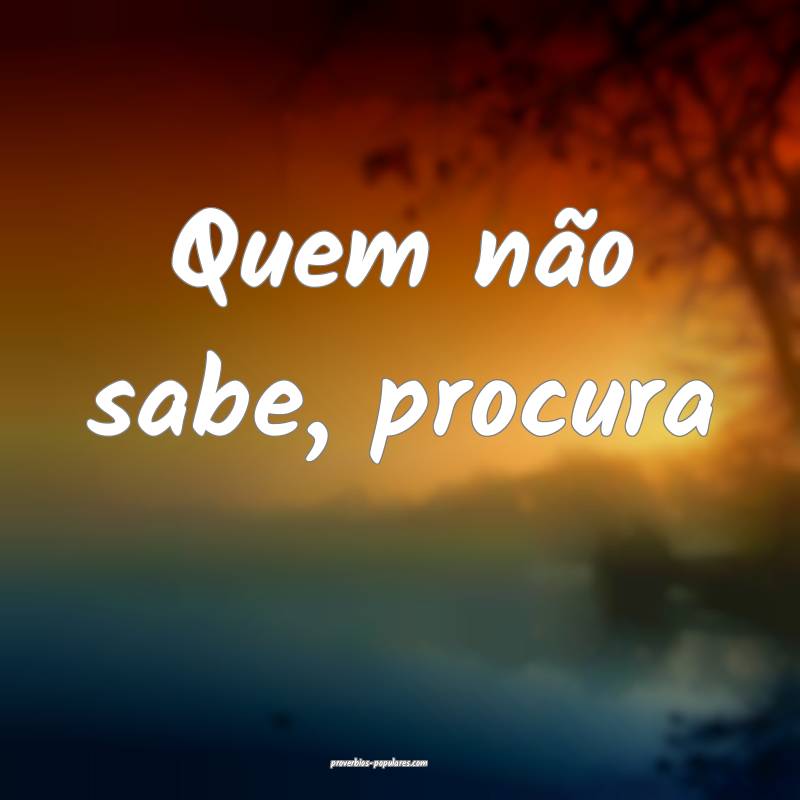 Quem não sabe, procura...