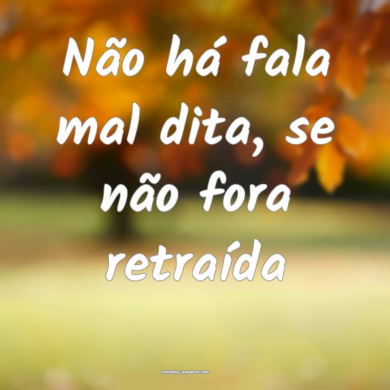 Não há fala mal dita, se não fora retraída ...