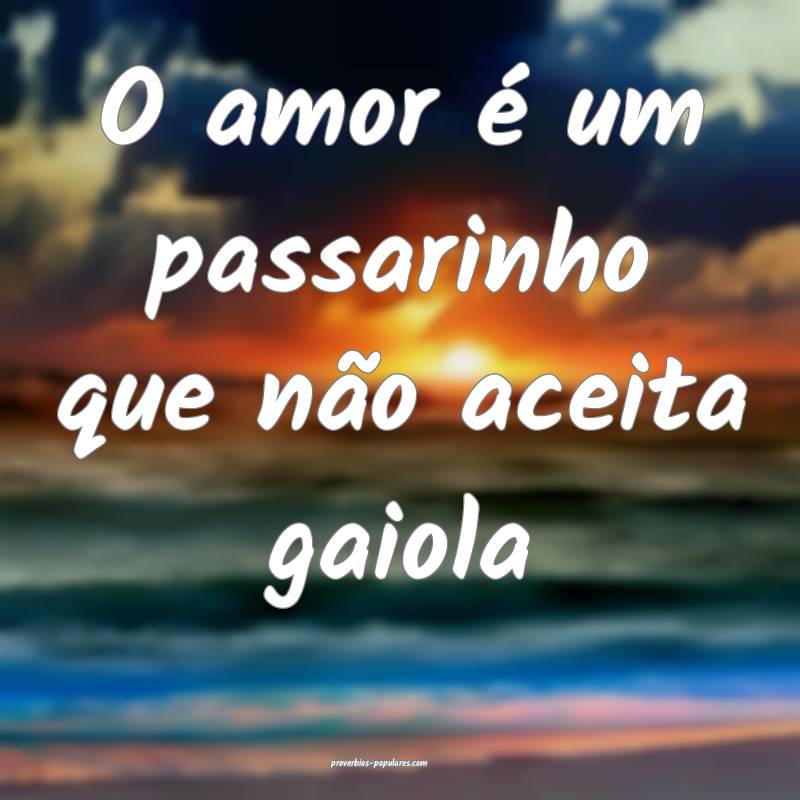 O amor é um passarinho que não aceita gaiola ...