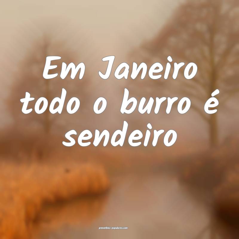 Em Janeiro todo o burro é sendeiro...