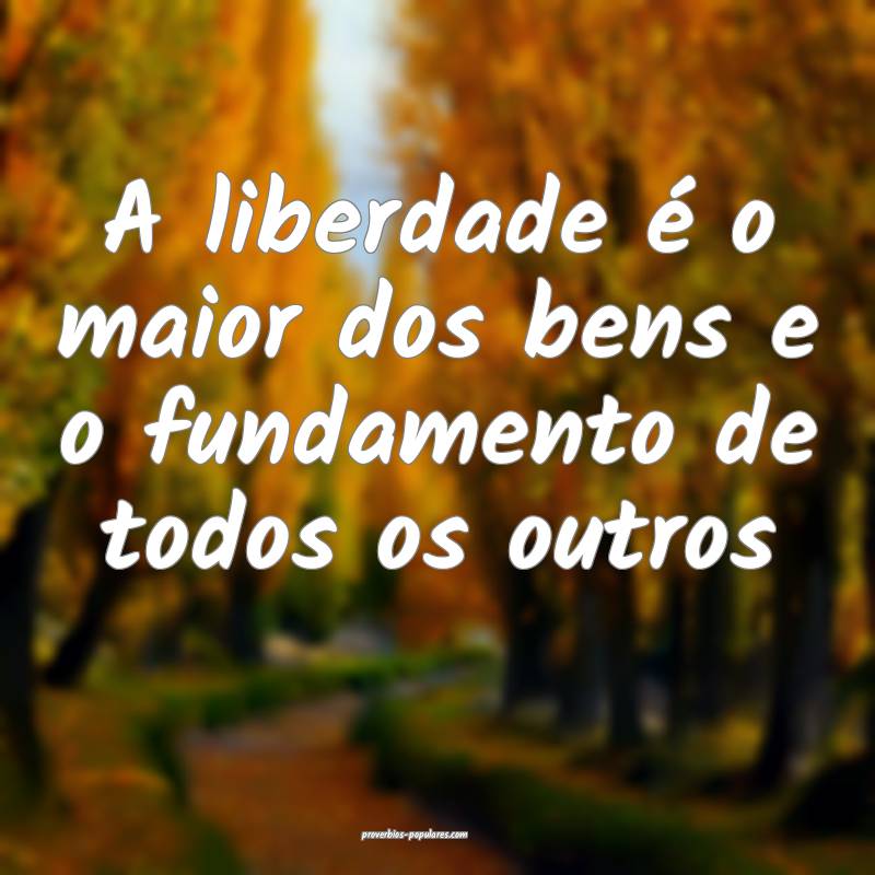 A liberdade é o maior dos bens e o fundamento de todos os outros...