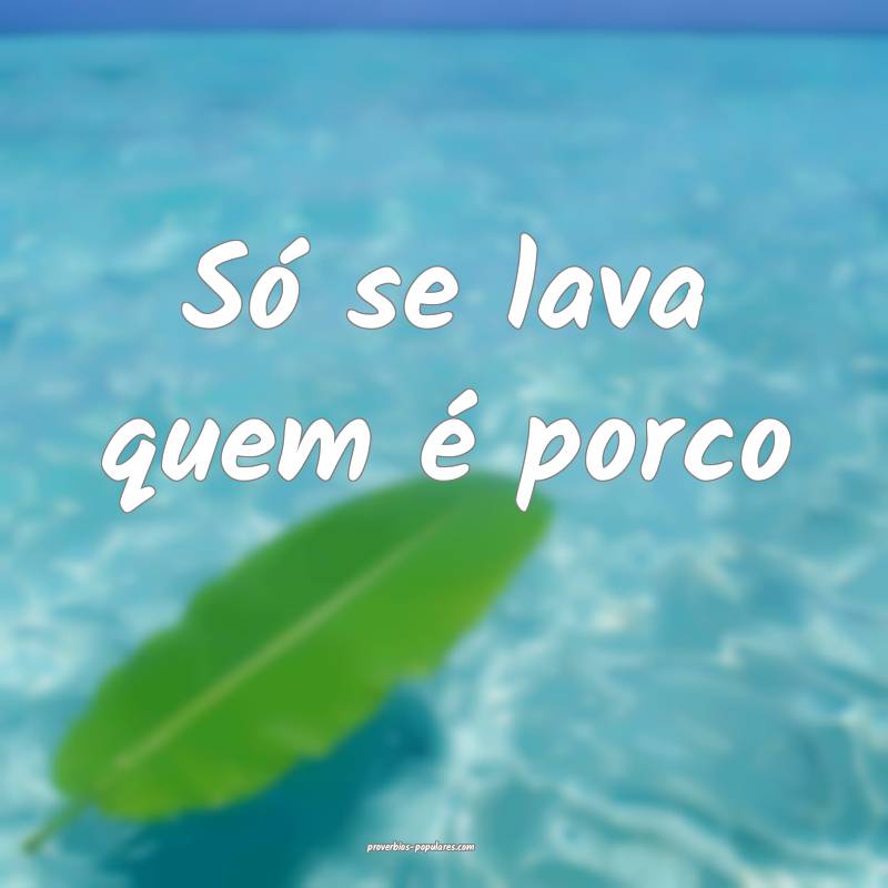 Só se lava quem é porco ...
