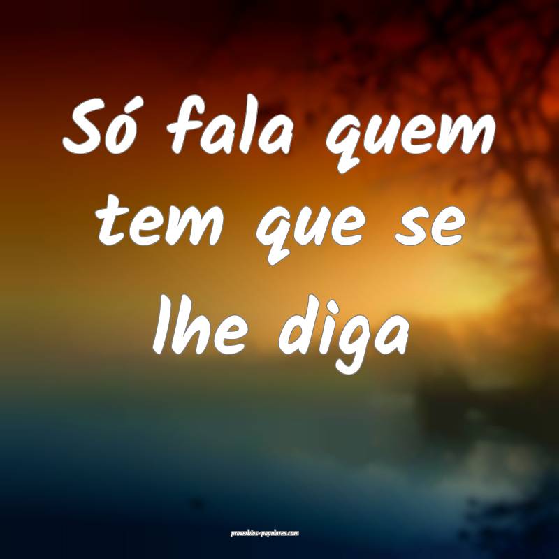 Só fala quem tem que se lhe diga...