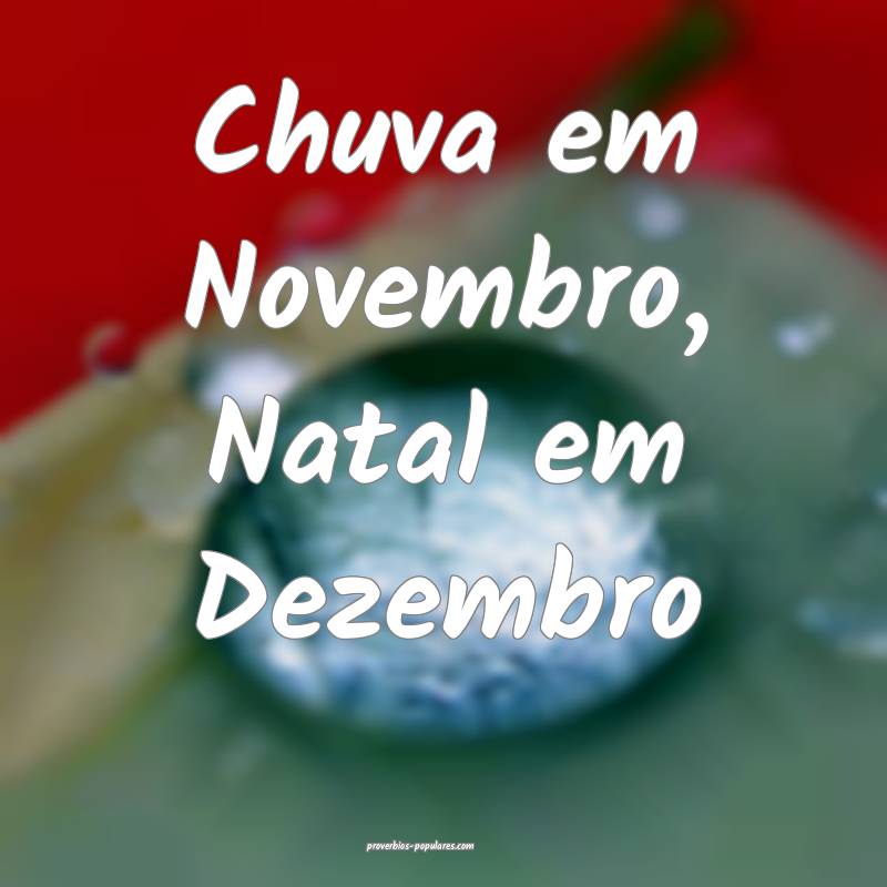 Chuva em Novembro, Natal em Dezembro
...