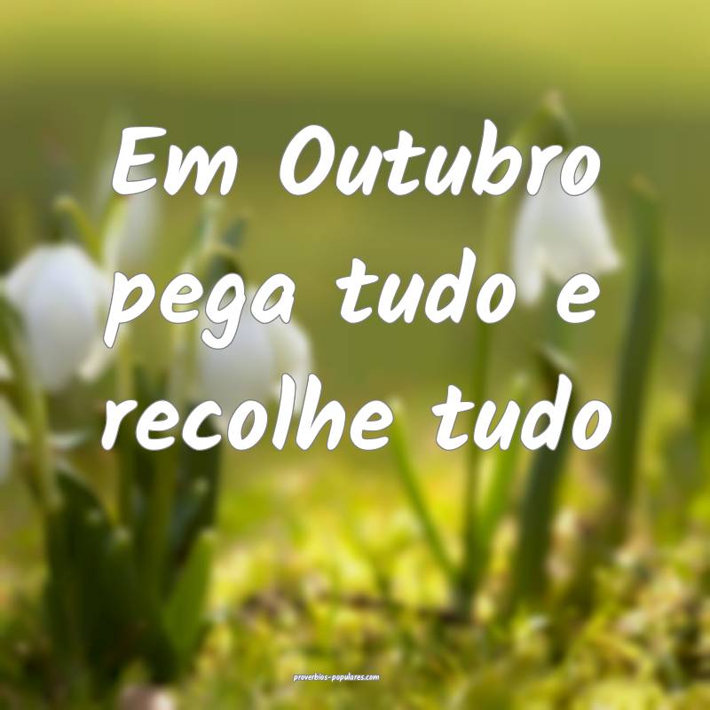 Em Outubro pega tudo e recolhe tudo...