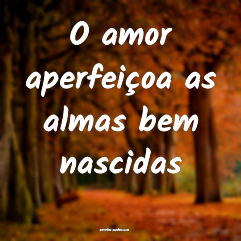 O amor aperfeiçoa as almas bem nascidas...