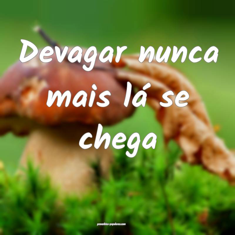 Devagar nunca mais lá se chega
...