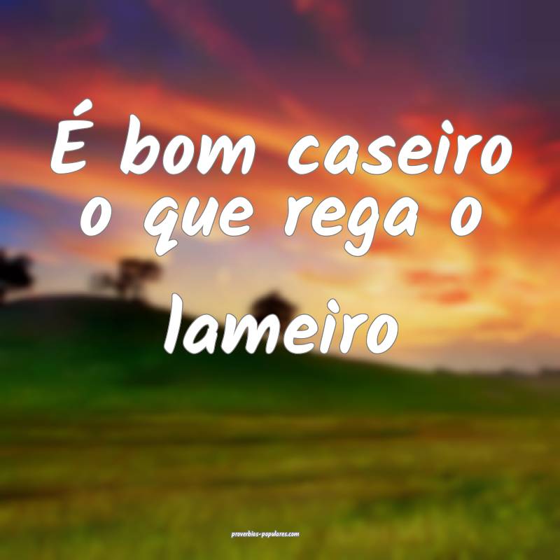 É bom caseiro o que rega o lameiro...