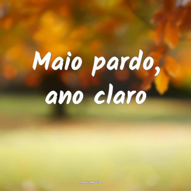 Maio pardo, ano claro...