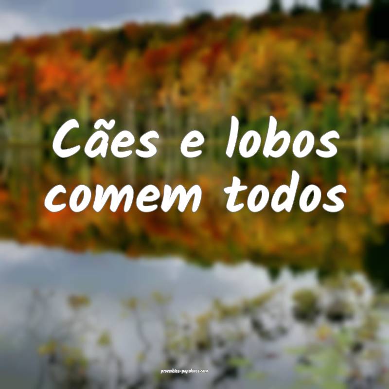 Cães e lobos comem todos...
