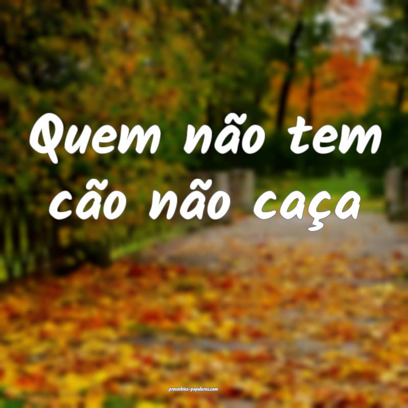 Quem não tem cão não caça
...